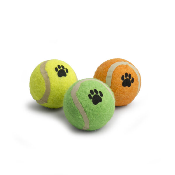 Kit com 3 Bolas de Tênis para Cães – 7 cm | Coloridas, Resistentes e Seguras