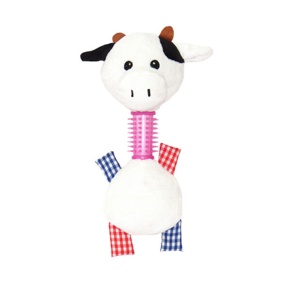 Brinquedo de Pelúcia com Mordedor Vaca para Cães